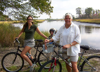 Bikers enjoying the views of the Great Egg Harbor River in Estell Manor Park.