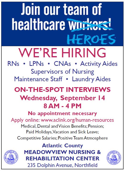Join our team of healthcare HEROES
We're Hiring
RNs  •  LPNs  •  CNAs Activities Aides  •  Dietary Aides  •  Housekeeping Aides  •  Maintenance Staff  •  Laundry Aides
Competitive Salaries & Great Benefits!
Click for More Information